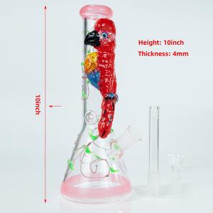 China Hand Drawing 3d painting 10inch 4mm thick Hookah Glass bongs Smoking Pipes Water Pipe factory