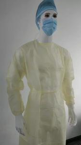 China 25g Impermeable Isolation Gown Disposable PPE Gowns For Sale Polyethylene Coated factory