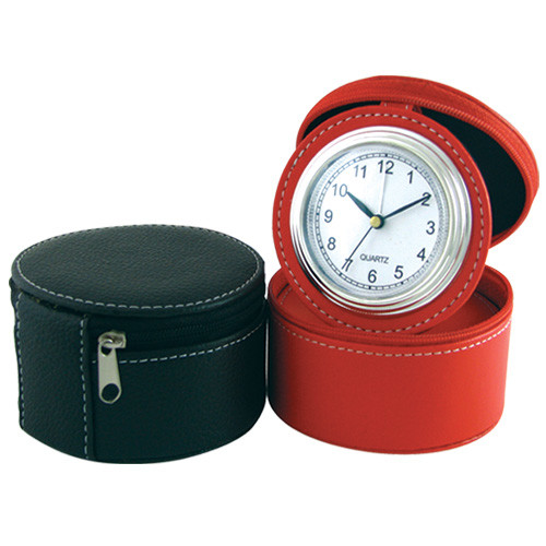 3D tecenology printing leather PU travel clock with leather jewel box