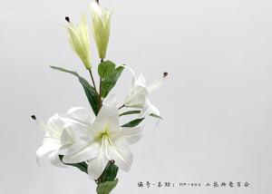 China Long - Lasting Multiple Color Artificial Lilies With 3 Flowers And 2 Buds 98 CM factory