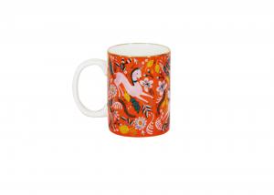 China Round Shape 12oz Porcelain White Coffee Mug / Milk Tea Cup With Customized Logo on sale