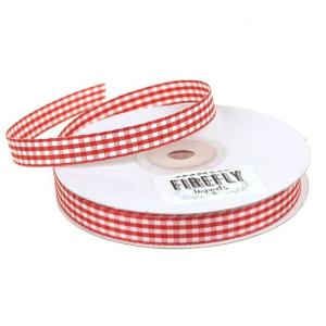 China 100% Polyester Double Faced Ribbon , Smooth Surface Gingham Check Ribbon factory