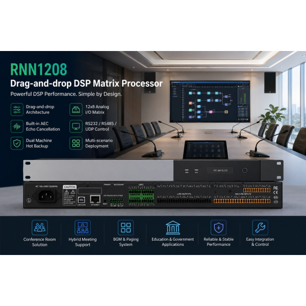 DSP Audio Processor 12x8 DSP Processor Conference DSP Processor | Drag-and-drop Easy Setup
