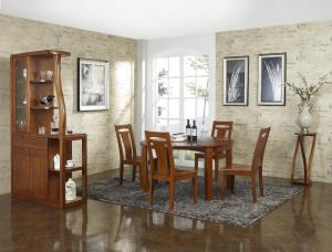 China Nanmu solid wood Dining room furniture 1.35m flexible Round table and Chairs Tall wine cabinet with buffet factory