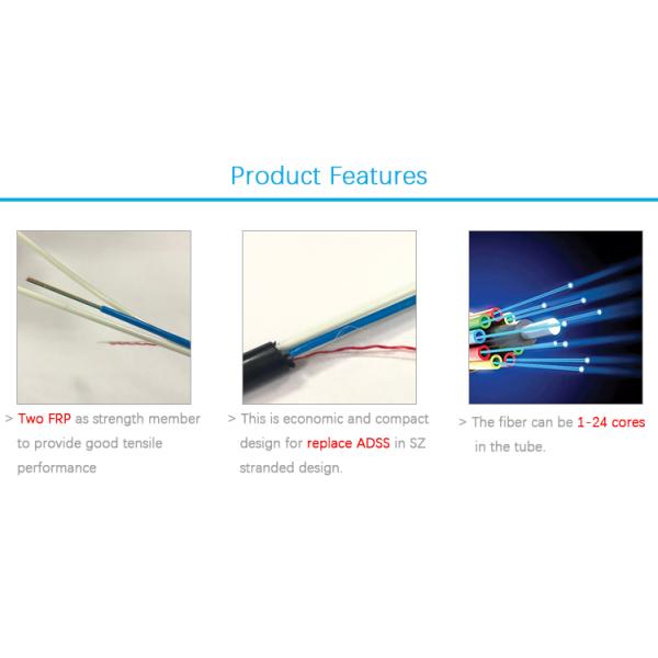 FRP Strength Fiber Optic Outdoor Cable 24 Cores G.652D Type OEM ODM