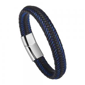 China Braided Leather Bracelets For Men,Leather Bracelets Fashion Magnetic Clasp 7.5-8.5 Inch factory