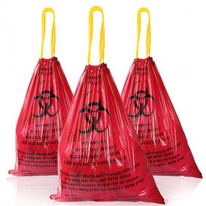 China Large Capacity Yellow red hospital clinics infectious plastic disposable medical biohazard waste bags on sale