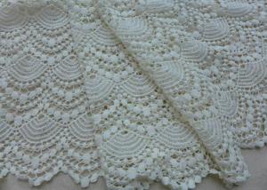 China Vintage French Crocheted Cotton Lace Fabric Scalloped Edge Hollow Out Ivory Dots factory