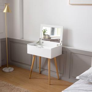China Brown White Wooden Dressing Table With Mirror Large Capacity Luxury For Bedroom Home factory