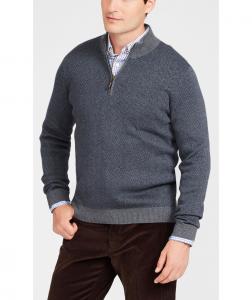 China 12GG Mens Grey Quarter Zip Sweater , 55 Cotton 45 Modal Polo Pullover Sweater factory