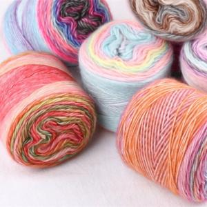 China Skein Ball MultColors Cake Sequin Yarn 10% Wool Fancy Yarn For Crochet Knitting factory