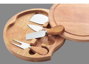 China Round Bamboo Swiveling Cheese Board And Knife Set Housewarming Gift factory