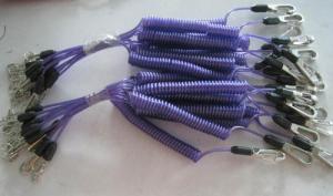 China Fashion purple color retractable lanyard coil retention tether leash popular secure leash factory