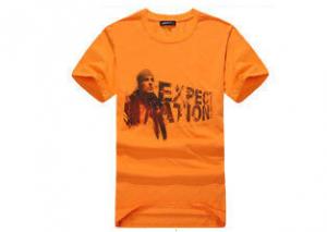 China Cool Printed Mens T-shirt Designs Orange  / Female Crew Neck Tee Shirts factory