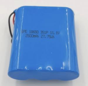 China 18650 Lithium Rechargeable Battery Pack 11.1V 2500mAh Battery For Detector factory