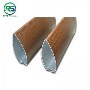 China Commercial Roof Linear Aluminium Strip False Ceiling Wood Grain With Bullet Shaped factory