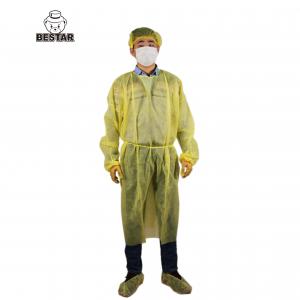 China Long Sleeve Disposable Ppe Gowns Level 1 Isolation Gown With Knit Cuff Collar factory
