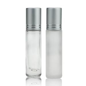 China Clear Frosted OEM Glass Roll On Bottles 10ml For Oil With Silver Cover factory