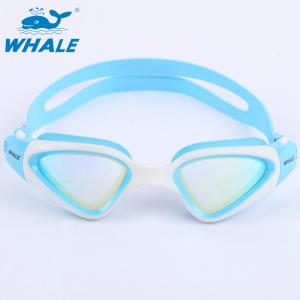 Blue White Anti Fog Swim Goggles UV Shield Function , Optimized Strap Design