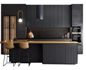 China 18mm Modern Matt Black Finish Kitchen Cabinets Black Finish Melamine Board factory