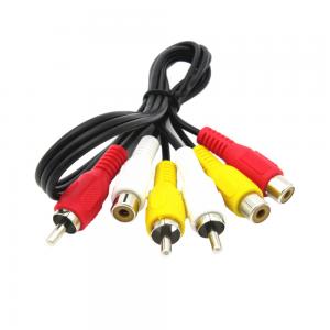 China Male To Female Video Audio Cables , 3 Rca AV Cable For Sound Speaker Projector factory