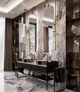 China Rock Plate Luxury Hotel Furniture Ceramic Seamless Integrated Bathroom Basin Cabinet factory