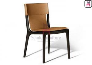 China Solid Structure Contemporary Leather Dining Chairs Ash Wood Frame Without Armrest on sale
