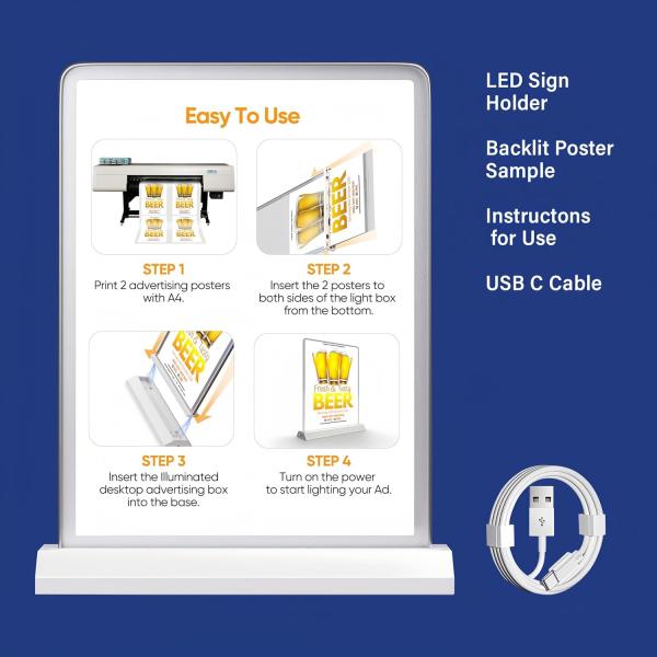 Rechargeable Wireless Desktop Display Double Side Advertising Light Box