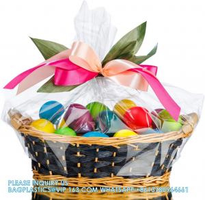 China Cellophane Wrap For Gift Baskets, Opp Plastic Gift Bags With Red Bows Ribbon Wrap for Baskets & Gifts factory