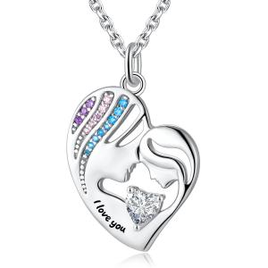 China 1.92x1.6cm 925 Sterling Silver Heart Pendant Necklace Double Love Nickel Free on sale