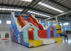 China Spaceship themed inflatable high dry slide Top hot sale blue inflatable high slide factory