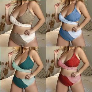 China Color Matching Plus Size String Bikini Strap Plus Size Womens Bathing Suits factory