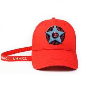 China ACE Headwear new arrival design red 6panel 3d Embroidery Star baseball caps hats factory