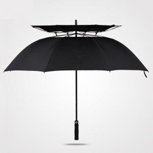 China Straight Double Canopy Customized Golf Umbrella Semi Automatic Windproof Waterproof on sale