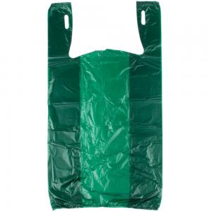 China Green Color Grocery Shopping Bags , Plastic Tee Shirt Bags Environmental Friendly factory