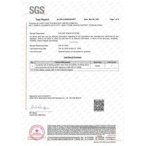 FOSHAN AE PARTITION TECHNOLOGY LIMITED COMPANY Certifications