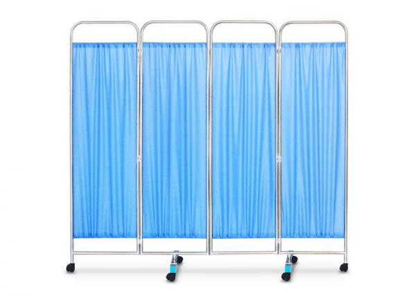 China Medical Folding Stainless Steel 4- Part Ward Screen For Hospital factory