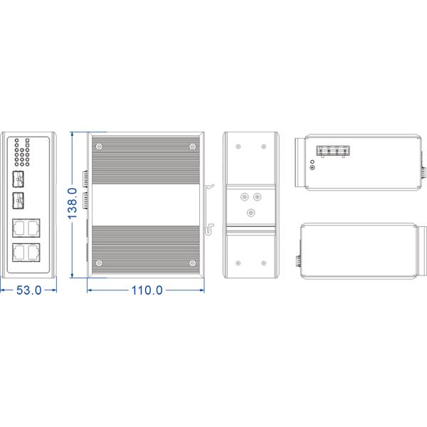 Industrial Din Rail Mount Ethernet Switch , Full Gigabit 6 Port Ethernet Switch