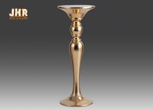 China Classic Gold Leafed Fiberglass Pedestal Plant Stand Round Wedding Decor Items factory