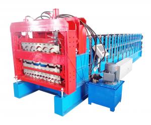 China Steel Glazed Trapezoidal IBR Corrugated Roof Tile Three Deck Roll Forming Sheet Machine factory