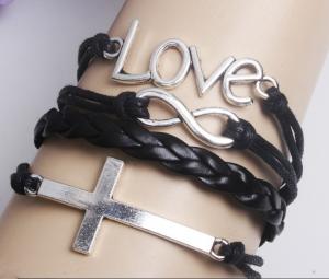 China Multi strands “redeeming love” braided leather bracelets factory
