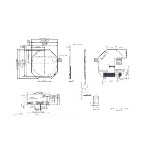 3 Inch TFT LCD Display Module 480x480 Resolution 300nits 41pins RGB 24bit +SPI