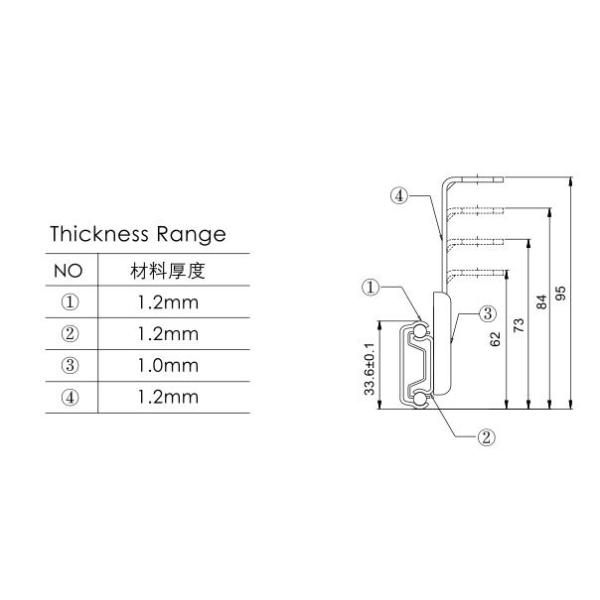 Furniture Bottom Mount Ball Bearing Drawer Slides 2 Fold 35mm Self Closing