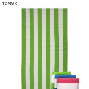China Luxury Green And White Striped Beach Towel Large Microfiber 256g factory