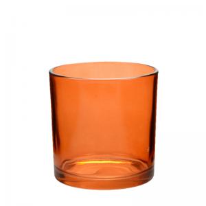 China Orange Colored Glass Candle Jars For Making Candles 4 Inch Customized on sale