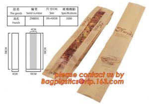 China Clear Window bleached kraft paper bag bread bag, paper kraft bag, French Baguette bread paper bag, Long Size Toast Bags, factory
