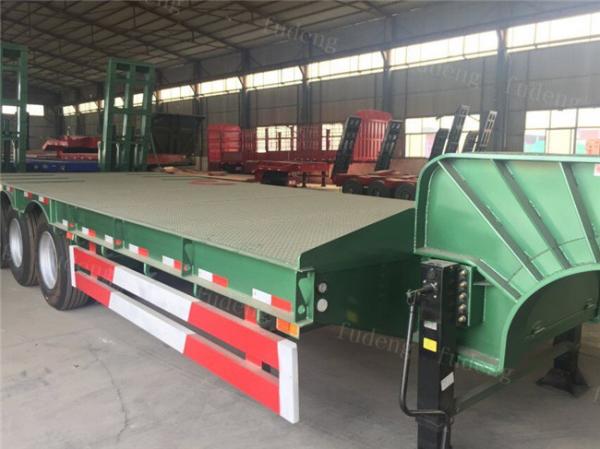 30 Ton - 60 Ton -100 Tons Customized Lowboy Semi Trailers / Drop Bed Low Loader Trailer