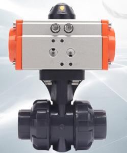 China Air Actuated PVC Ball Valve Double Acting actuation  Pneumatically Actuated Direct Acting uPVC True Union Ball Valve factory