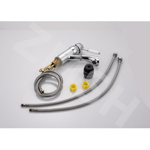 Electroplate Hot Cold Pull Out Sink Faucet Kitchen Tap