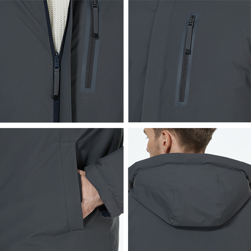 Deep Gray Men'S Reversible Coat 78cm-84cm Length Reversible Puffer Jacket